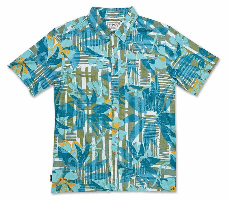 Dakine Slack Key Button Down Short Sleeve Shirt Men's Large Pacific Blue New