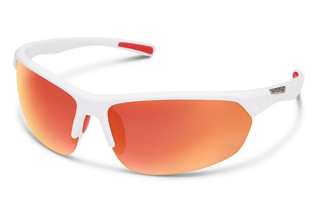 SunCloud Slice Sunglasses Matte White Frame, Polarized Red Mirror Lens New
