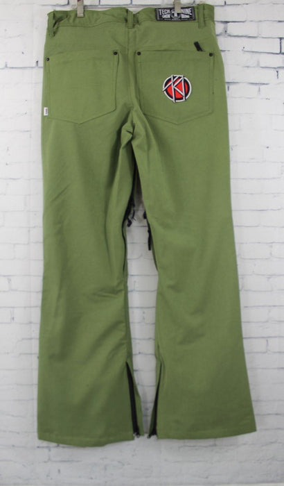 Technine Men's Slimish Denim Shell Snowboard Pants Medium Army Green New