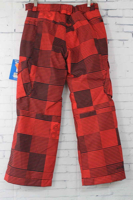 686 Boys Youth Smarty Cargo Insulated Snowboard Pants Large Red Blocks Print