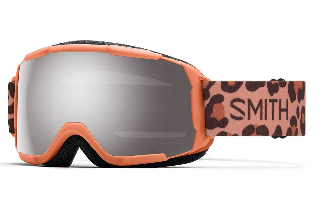 Smith Grom Youth Snow Goggles Coral Cheetah Print, Sun Platinum Mirror Lens New 2023
