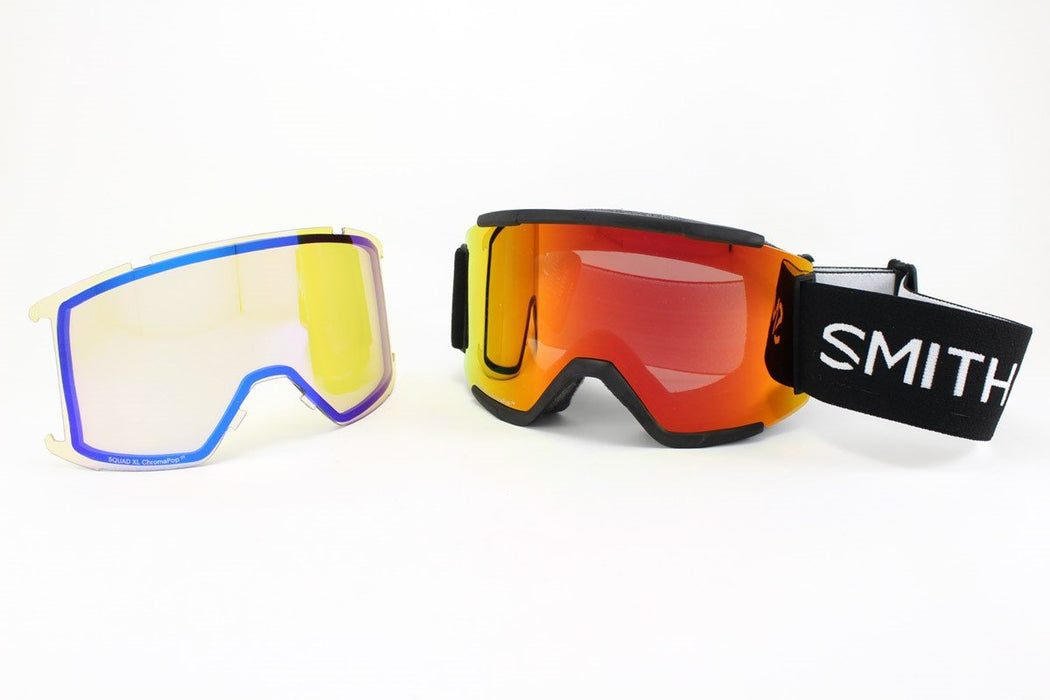 Smith Squad XL Ski / Snow Goggles Black Frame, Sun Red Mirror Lens + Bonus New