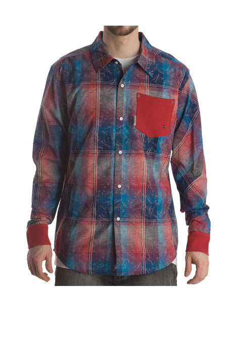 Nomis Stran Button-up Long Sleeve Shirt, Men's Medium, Blue / Red Plaid