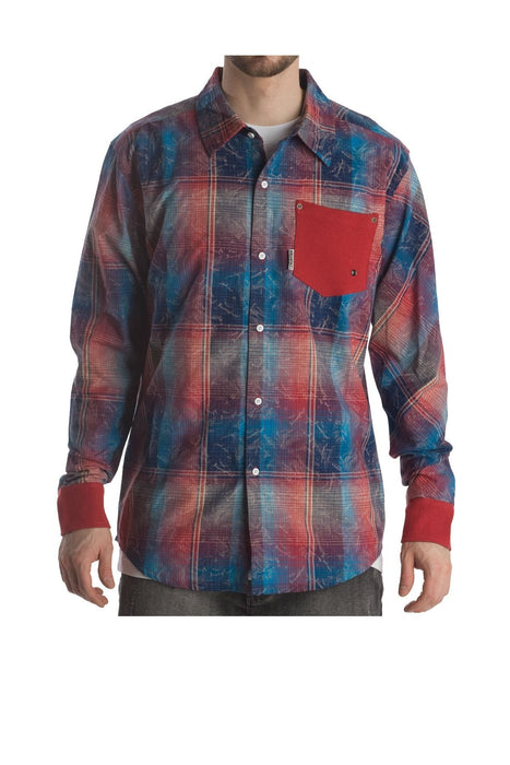 Nomis Stran Button-up Long Sleeve Shirt, Men's Large, Blue / Red Plaid