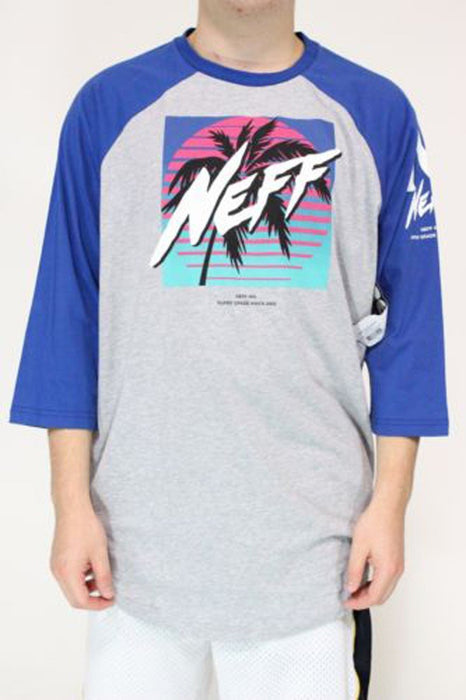 Neff Super Grade Raglan 3/4 Sleeve T-Shirt, Men's Large, Athletic Heather Grey