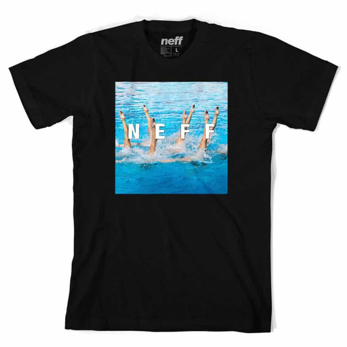 Neff Swim Square Cotton Crew Neck Short Sleeve T-Shirt, Men's Large, Black