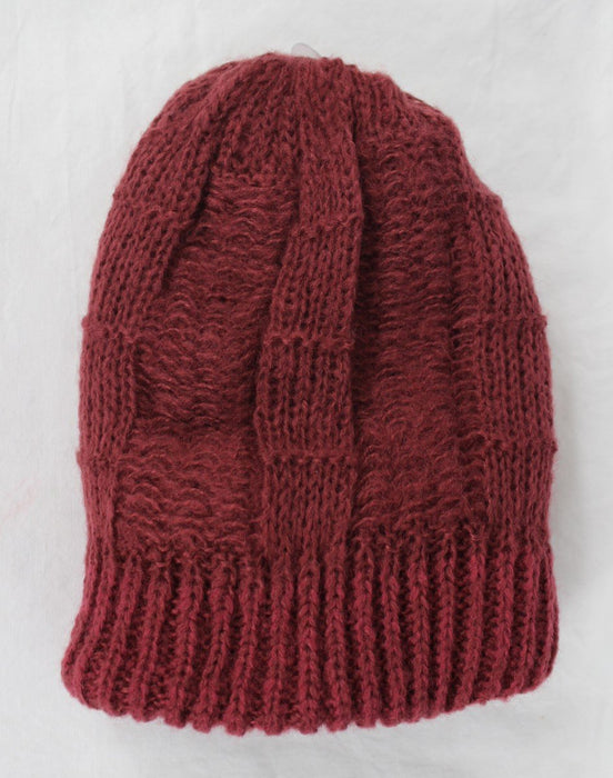 NEFF Pike 2 Acrylic Cable Knit Fold Slouch Fit Reversible Beanie Maroon