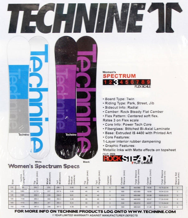 Technine Spectrum Womens Snowboard 149 cm, Freestyle Twin, New