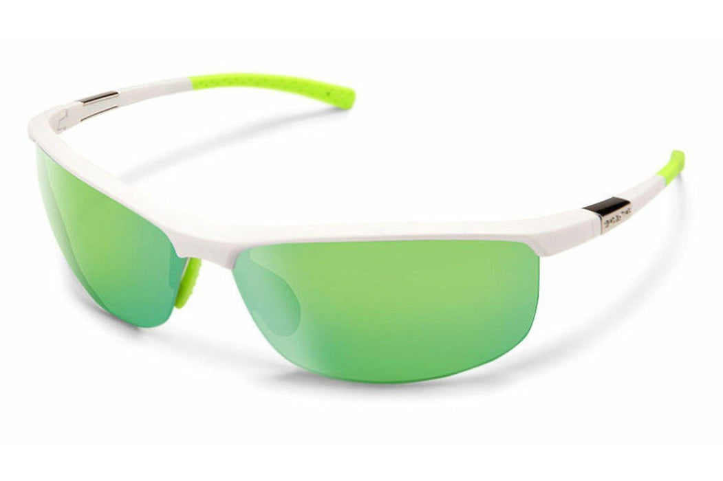 SunCloud Tension Sunglasses Matte White, Polarized Green Mirror + Contrast Lens