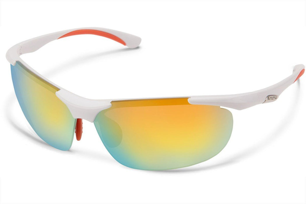 SunCloud Whip Sunglasses White, Polarized Orange Mirror Lens + Contrast Lens New