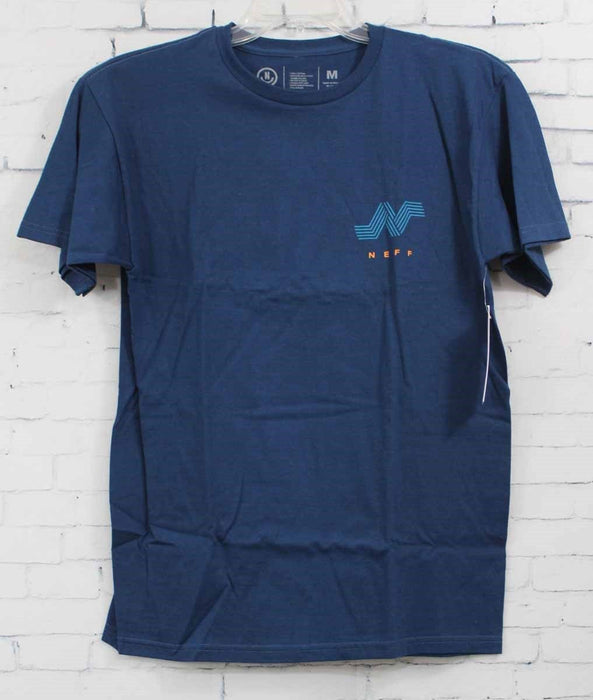 Neff World Wide Cotton Short Sleeve Tee Shirt, Men's Medium, Harbor Blue New