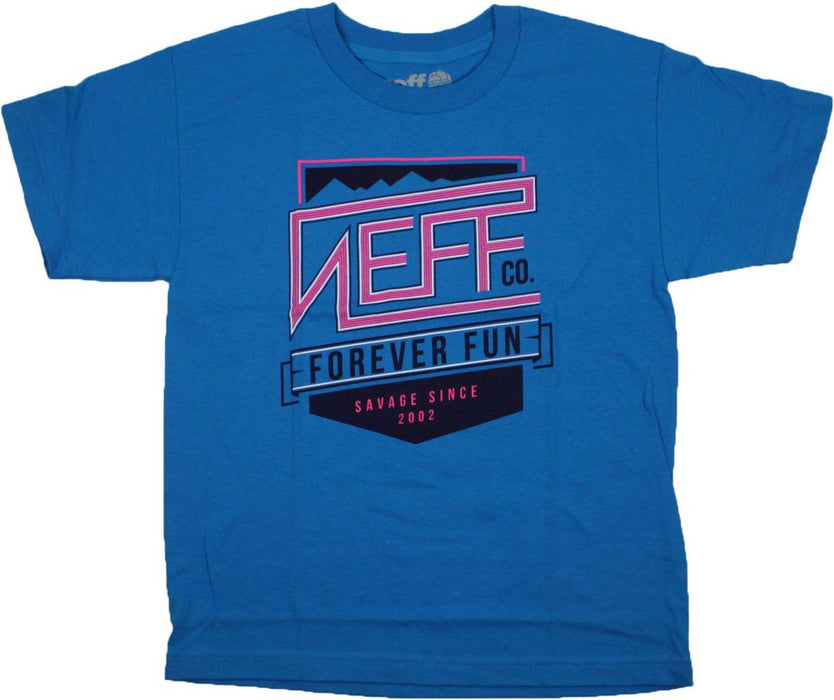Neff Savage Short Sleeve Tee T-Shirt Boys Youth Medium Turquoise Blue