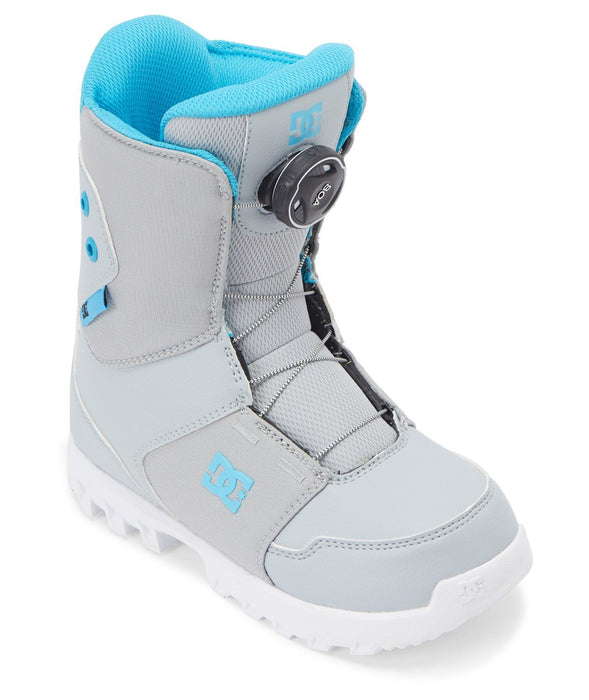 DC Youth Scout Boa Snowboard Boots, Kids Size 3, Grey/Blue 2024