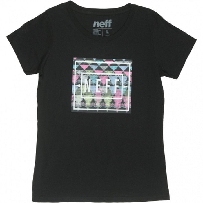 Neff Aztec BF Crew Short Sleeve T-Shirt Womens Large Black