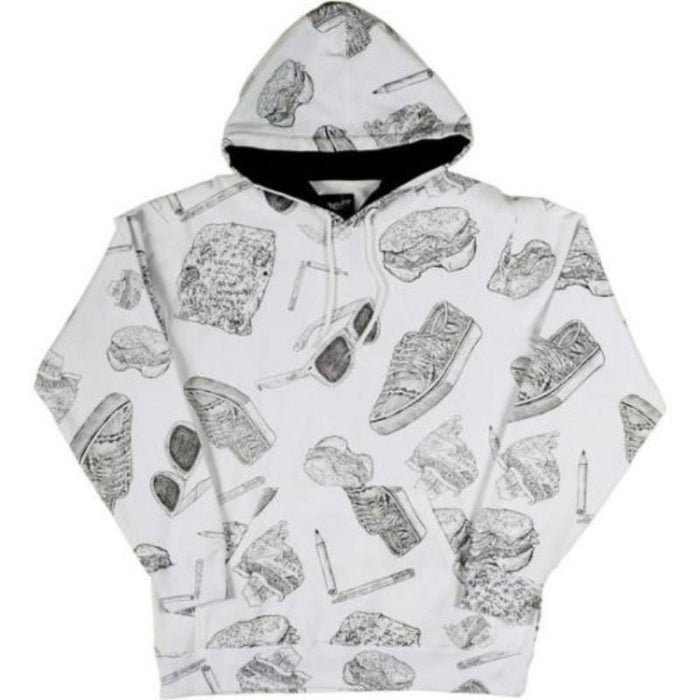 Neff Back to Steeze Pullover Hoodie, Men's Large, White