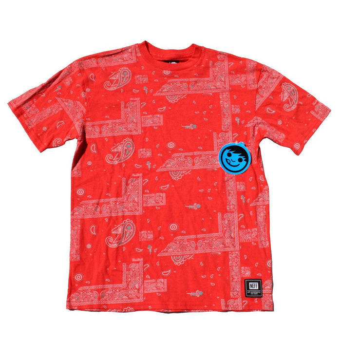 Neff Bandino Cotton Short Sleeve T-Shirt Boys Youth Medium Red
