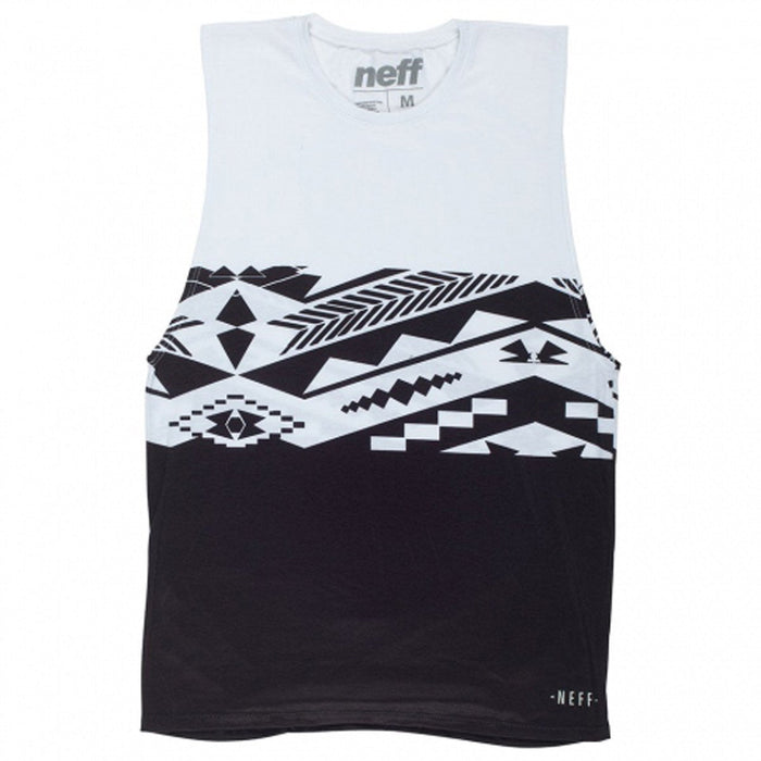 Neff Blocked Muscle Sleeveless T-Shirt Womens Medium Black White