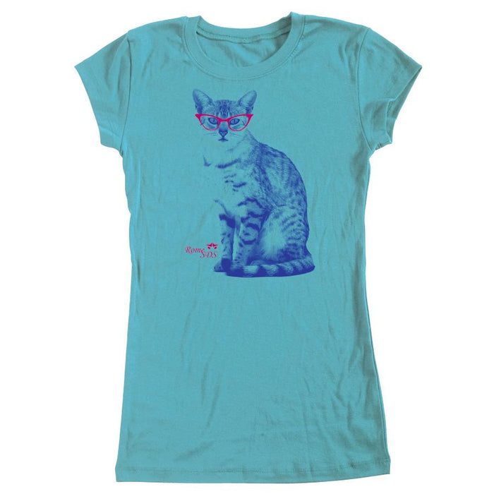 Rome Cat Eyes  T-Shirt Tee Women's Medium Light Blue