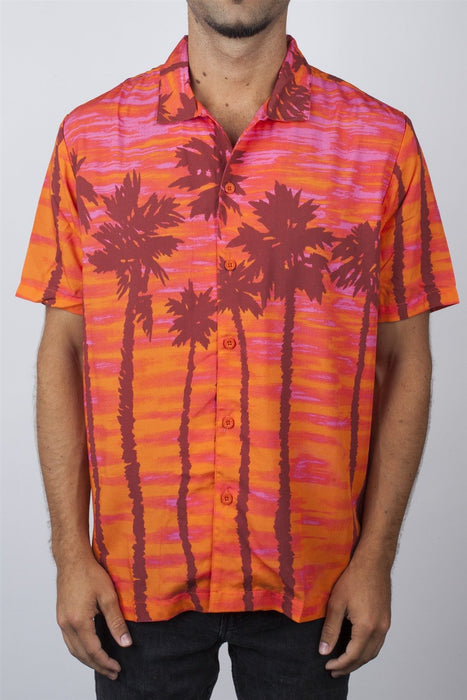 Neff Daily Pool Sider Short Sleeve Shirt, Men's Medium, Breeze Palm Print New