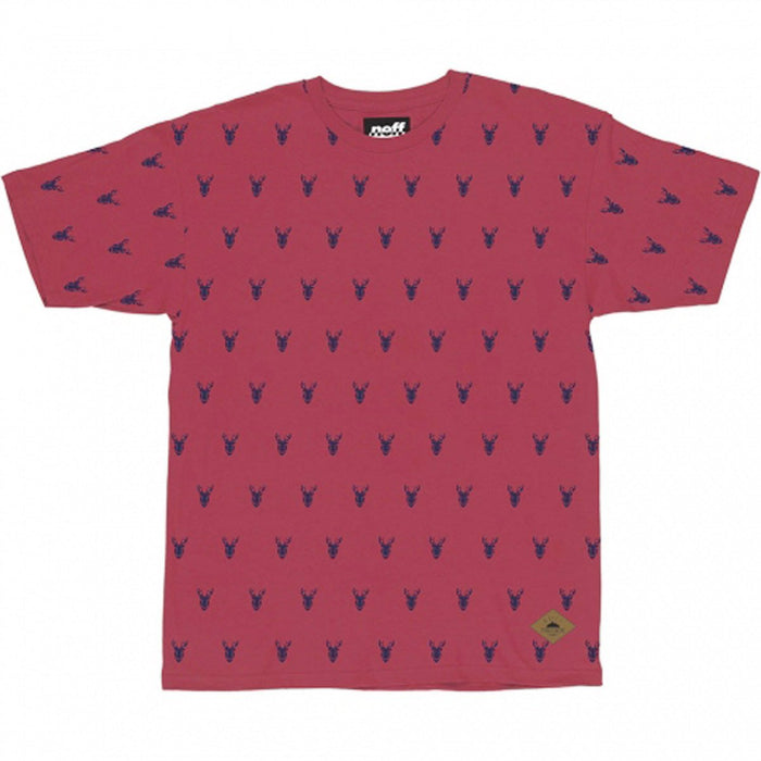 Neff Deer Mount Cotton Short Sleeve T-Shirt, Men's Large, Red Print New