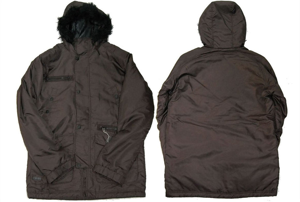 L1 Drifter Parka Insulated Snow Jacket w/ Removable Fur, Men's Large, Brown New
