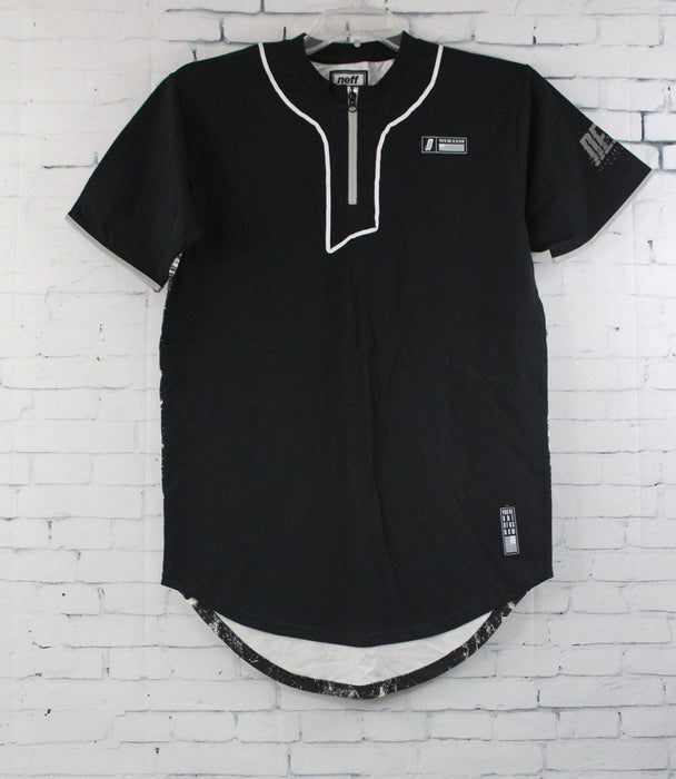 Neff Elite Scallop Quarter Zip Short Sleeve T-Shirt Men's Medium Black