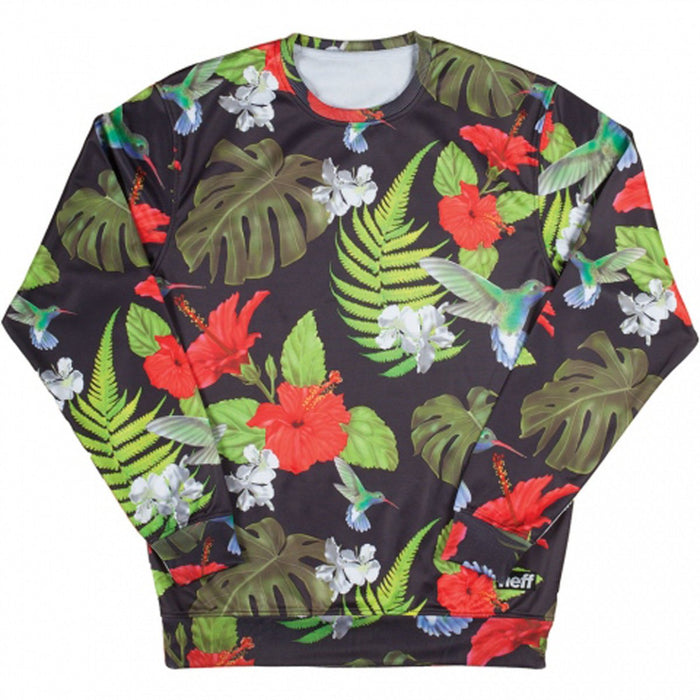 Neff Floral Day Crew Pullover Sweatshirt Mens Large Black /Tropical Floral Print