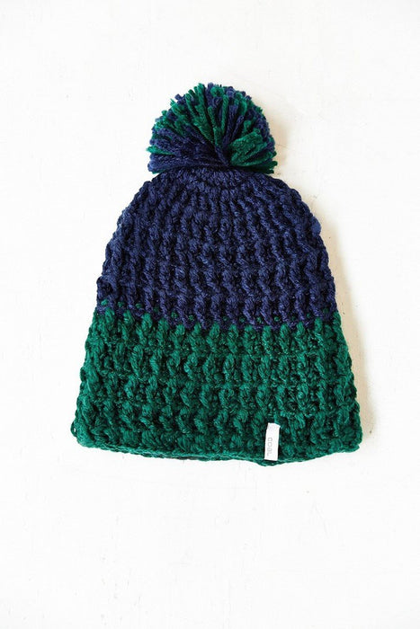 Coal The Lewis Pom Beanie Forest Green Navy Blue New