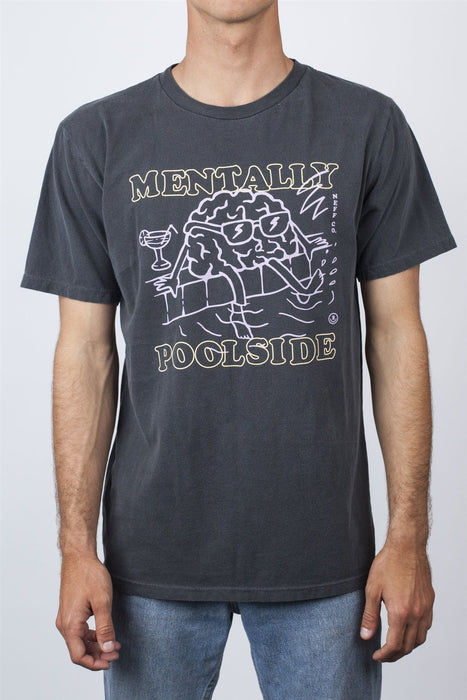 Neff Mentally Poolside Short Sleeve Tee Shirt, Men's Medium, Vintage Black New