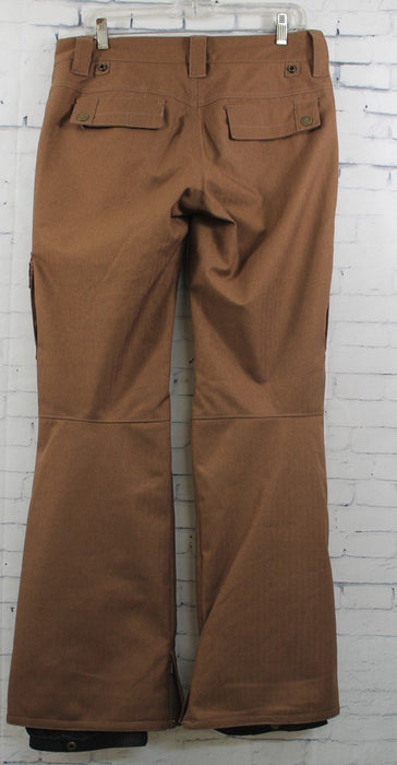 L1TA Sloan Snowboard Pants Women's Size Small Tobacco Brown Herringbone