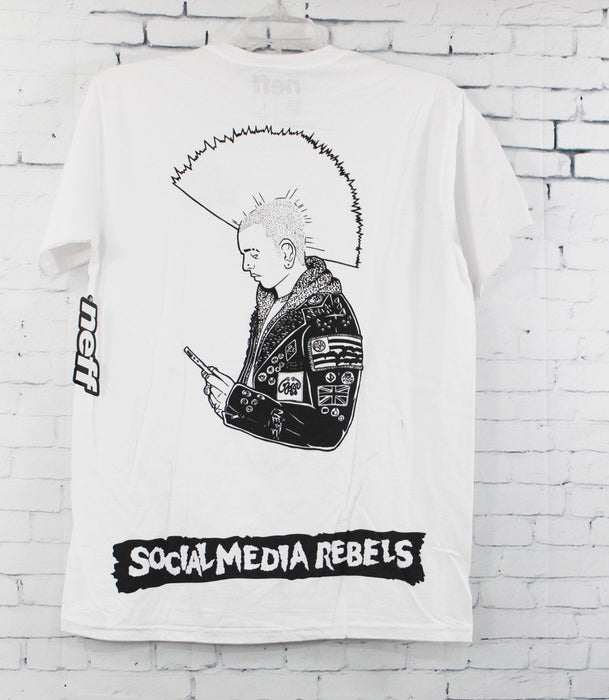 Neff Social Media Rebels Cotton Short Sleeve T-Shirt, Men's Large, White