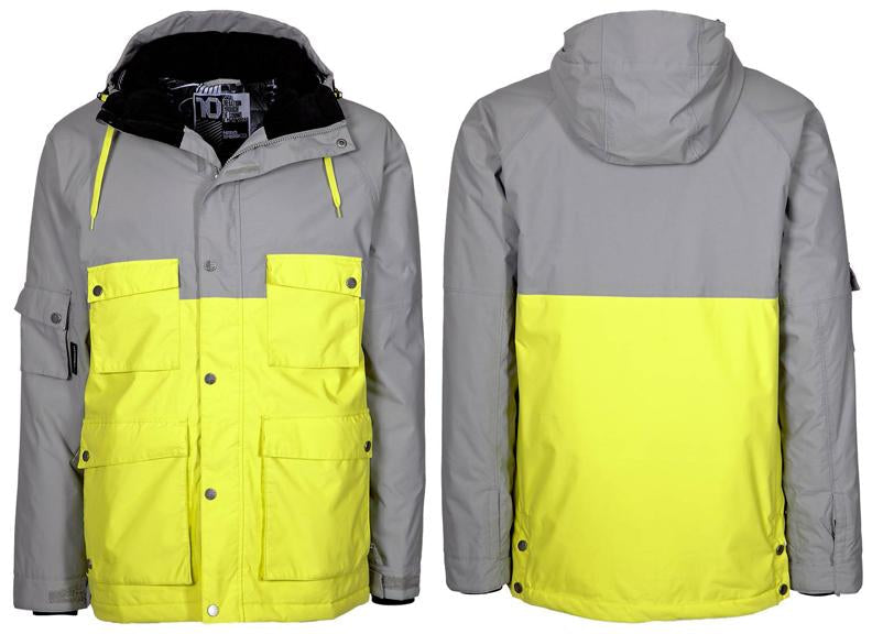 Nitro Wasteland Snowboard Jacket, Men's Large, Storm Gray / Citrus Yellow